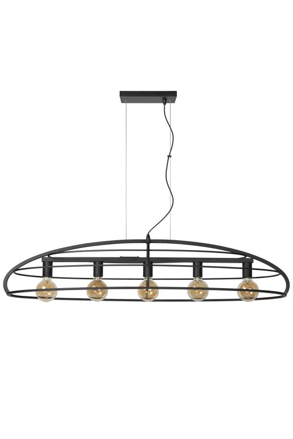 Lucide DIKRA - Pendant light - 5xE27 - Black - off